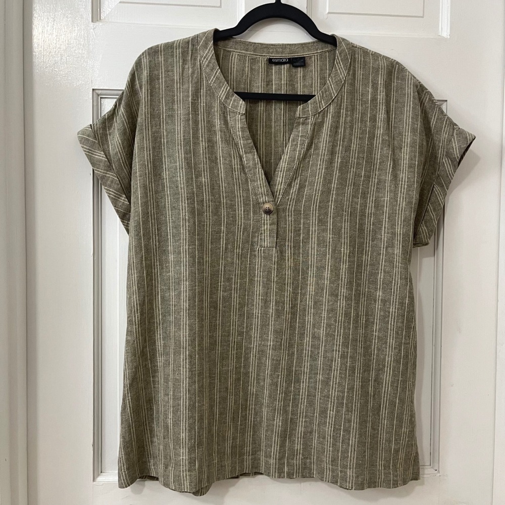 Esmara Linen Cotton Blouse 10 Boxy Minimalist Lagenlook Boho Coastal Neutral